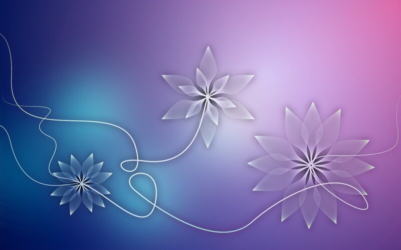 Abstract Floral Design — Blue, Calm, Digital Art, Flowers, Lines