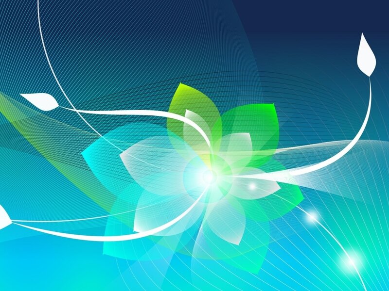 Abstract Floral Design — Blue, Calm, Digital Art, Flowers