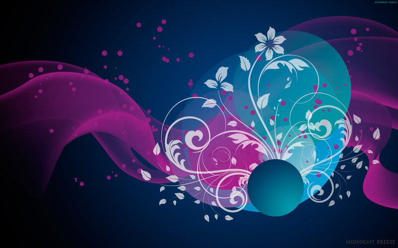 Abstract Floral Design — Blue, Calm, Night