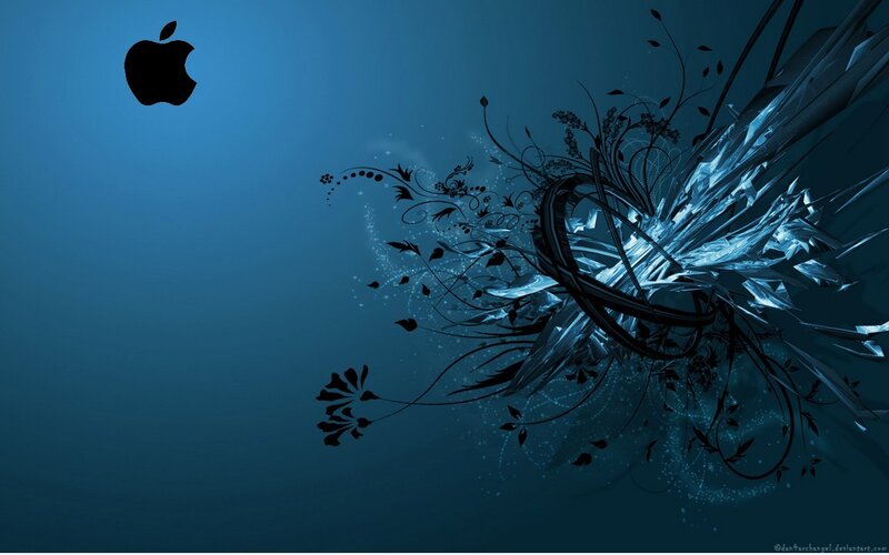 Abstract Floral Design — Blue, Dramatic, Digital Art