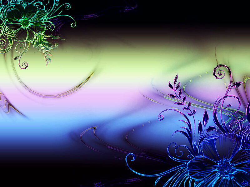 Abstract Floral Design — Blue, Dreamy, Digital Art, Flowers