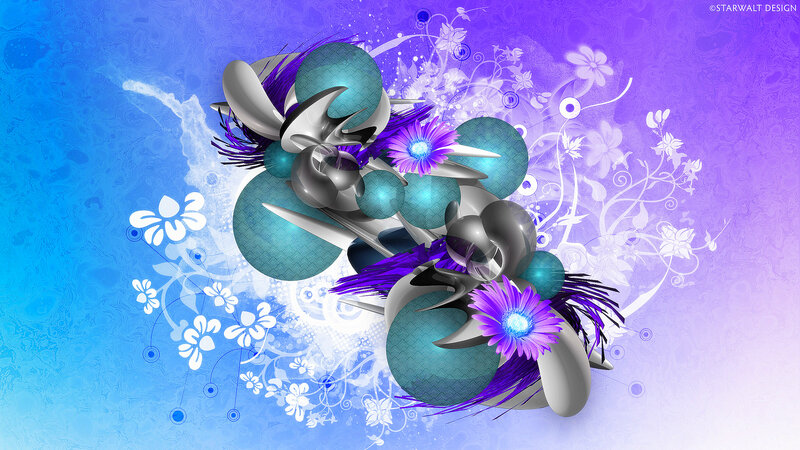 Abstract Floral Design — Blue, Dreamy