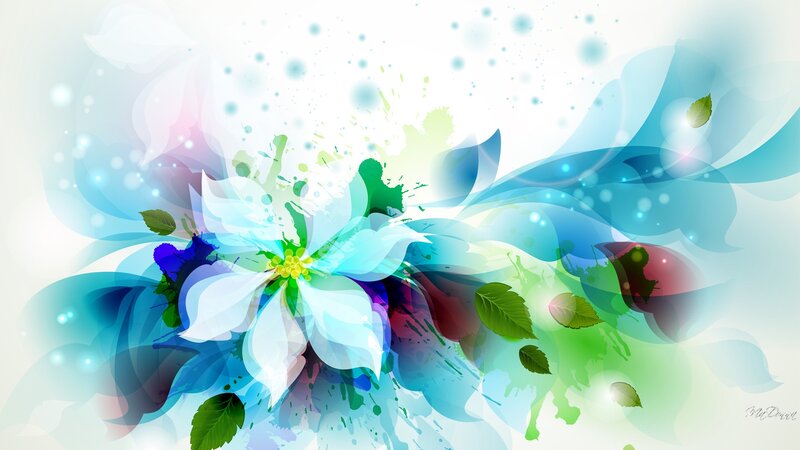 Abstract Floral Design — Blue, Serene