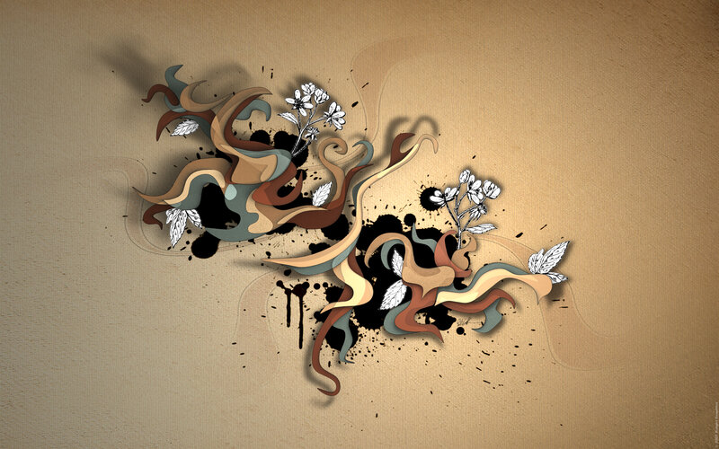 Abstract Floral Design — Brown, Calm, Digital Art