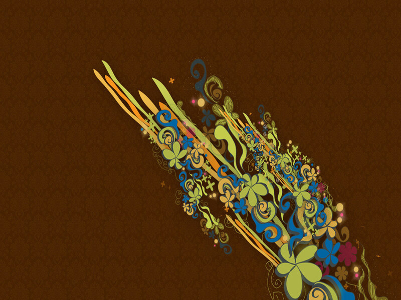 Abstract Floral Design — Brown, Vibrant