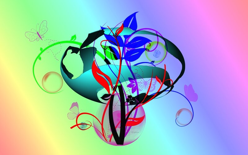 Abstract Floral Design — Green, Colorful