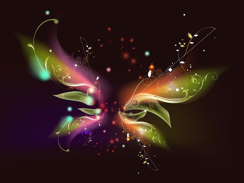 Abstract Floral Design — Green, Dynamic, Night