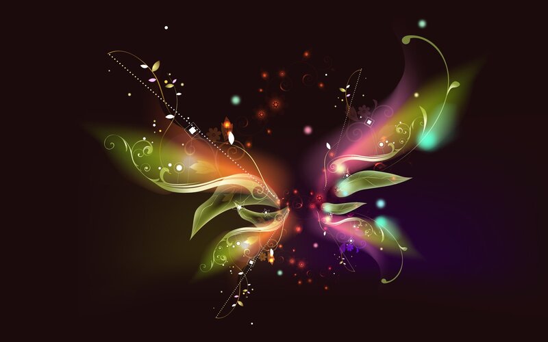 Abstract Floral Design — Green, Ethereal, Night