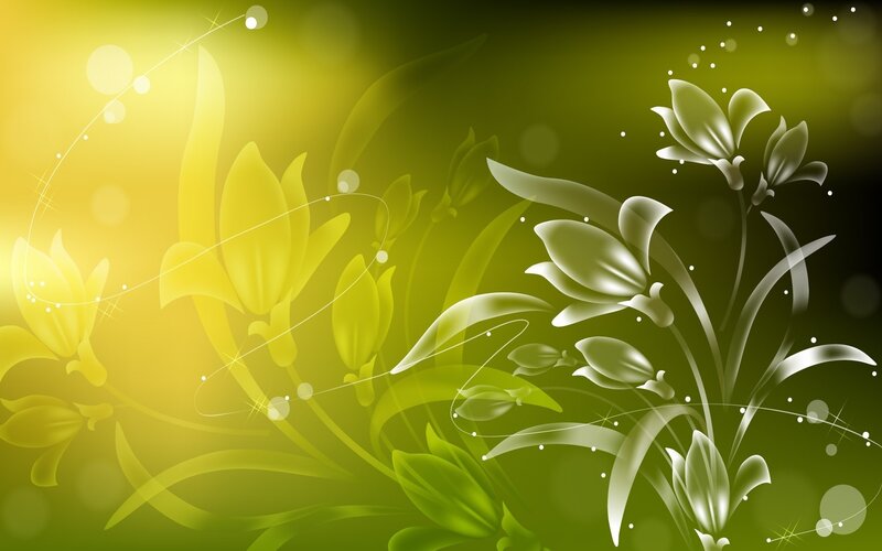 Abstract Floral Design — Green, Serene, Digital Art