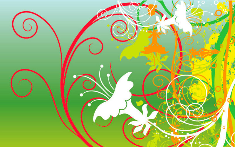 Abstract Floral Design — Green, Vibrant, Vector Art
