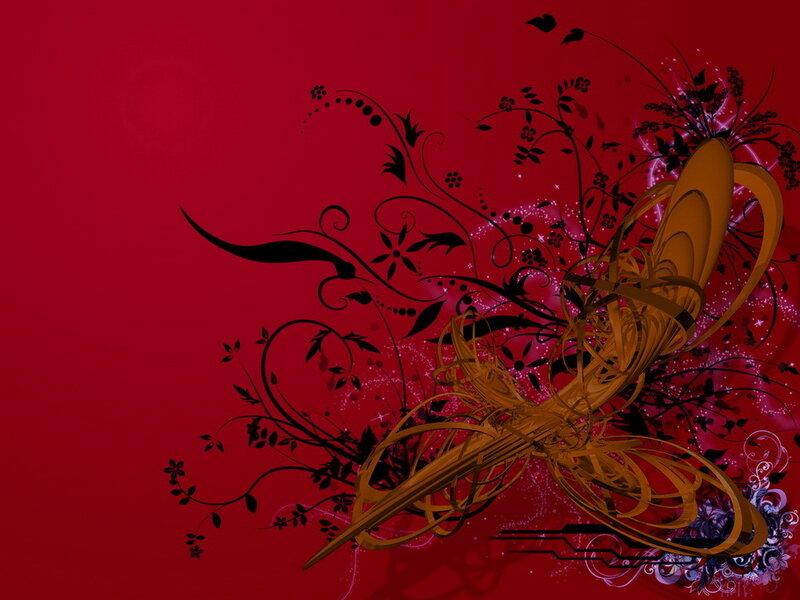 abstract floral design on red