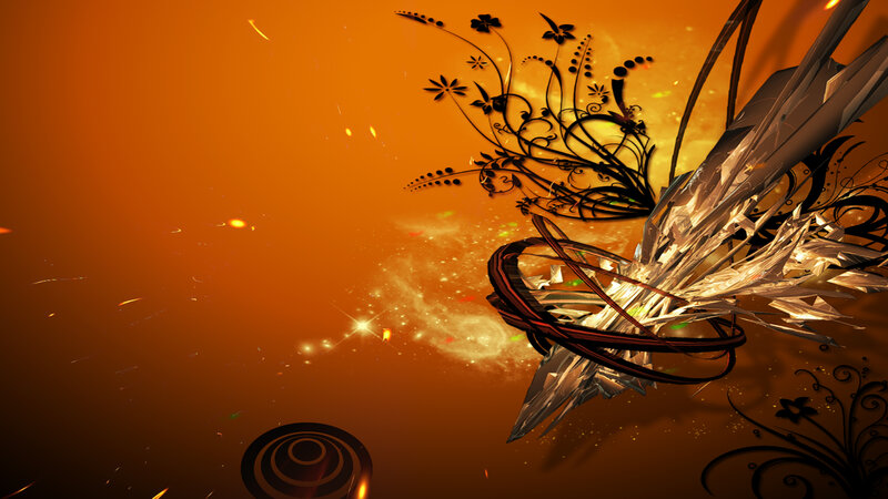 Abstract Floral Design — Orange, Dramatic