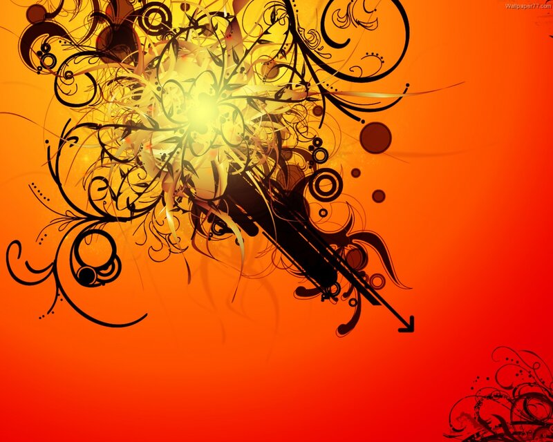 Abstract Floral Design — Orange, Dynamic, Digital Art