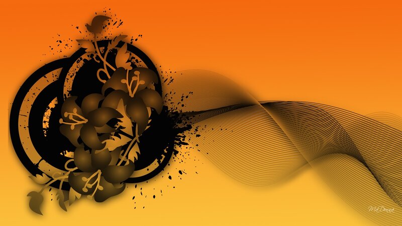 Abstract Floral Design — Orange, Dynamic