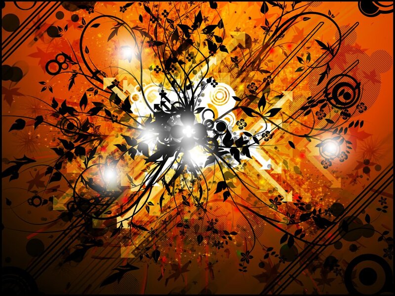 Abstract Floral Design — Orange, Vibrant, Digital Art