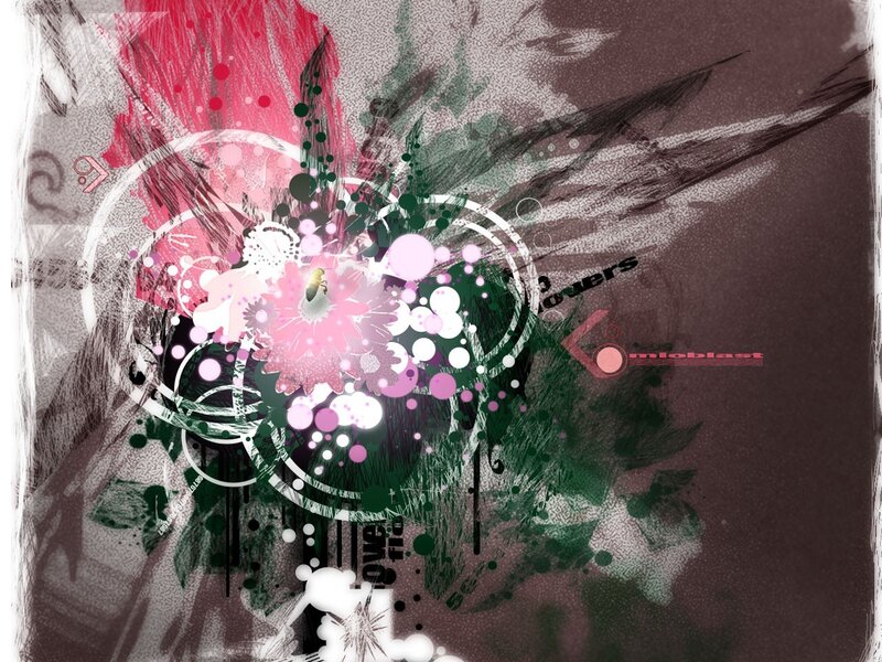 Abstract Floral Design — Pink, Dynamic, Digital Art, Flowers