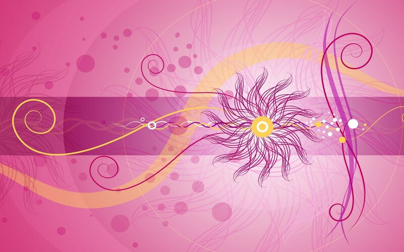 Abstract Floral Design — Pink, Playful, Vector Art, Swirls, Circles