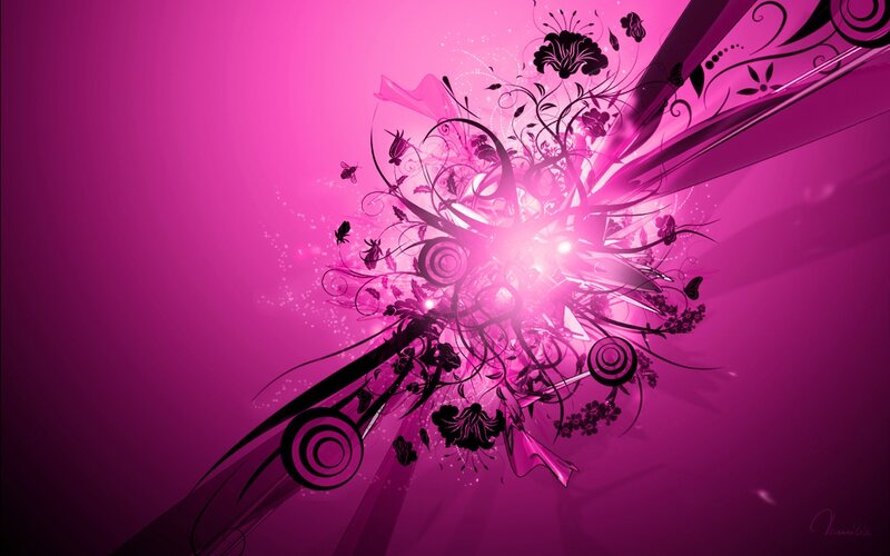 Abstract Floral Design — Pink, Vibrant, Digital Art, Flowers