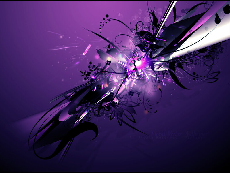 Abstract Floral Design — Purple, Dramatic, Digital Art, Flowers
