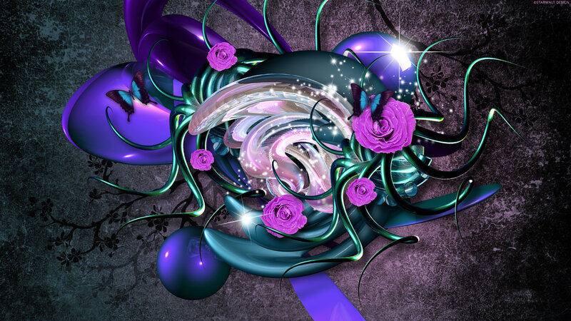 Abstract Floral Design — Purple, Dramatic