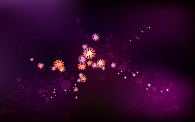 Abstract Floral Design — Purple, Dreamy, Night, Digital Art, Flowers