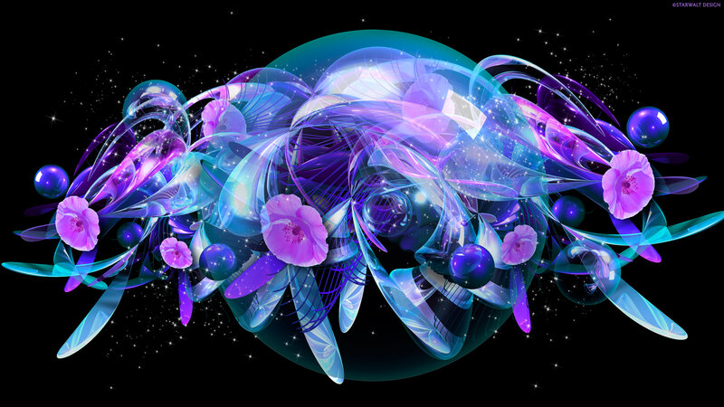 Abstract Floral Design — Purple, Dreamy, Night