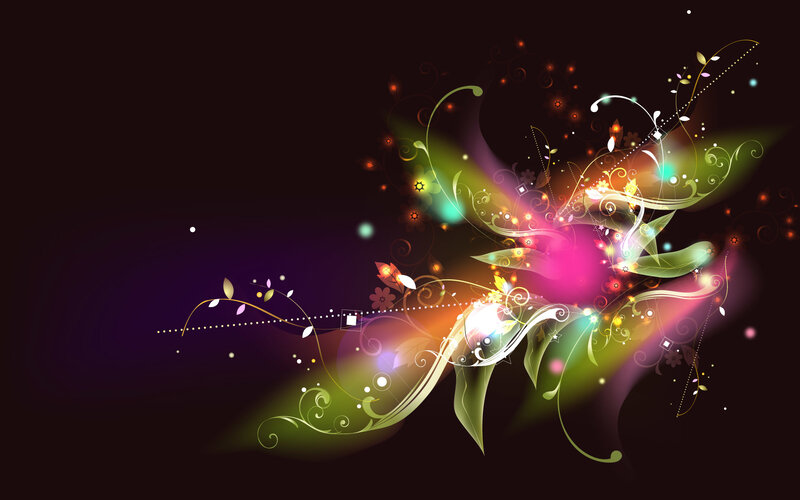 Abstract Floral Design — Purple, Vibrant, Digital Art, Flowers