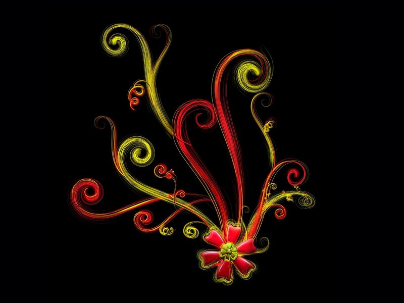 Abstract Floral Design — Red, Dramatic, Digital Art, Flower