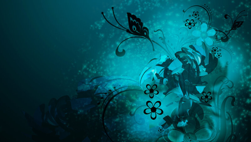 Abstract Floral Design — Teal, Dreamy