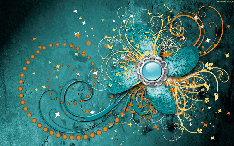 Abstract Floral Design — Teal, Ornate