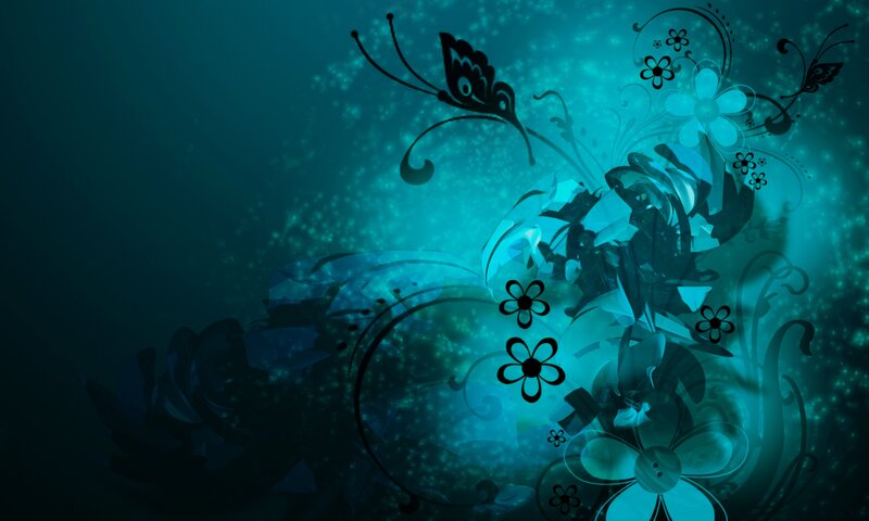 Abstract Floral Design — Teal, Serene