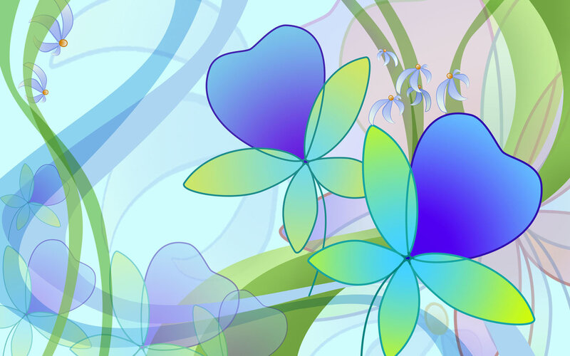 abstract floral design with blue and green