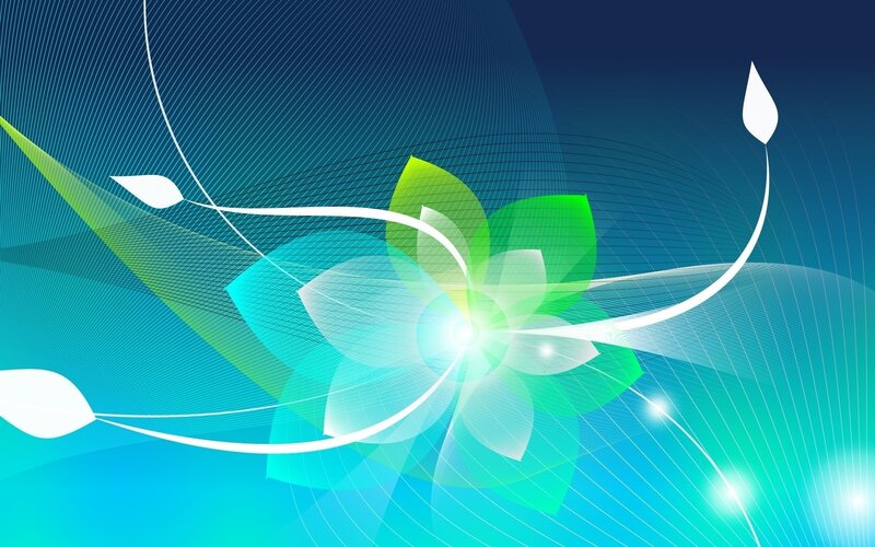 Abstract floral design with blue and green