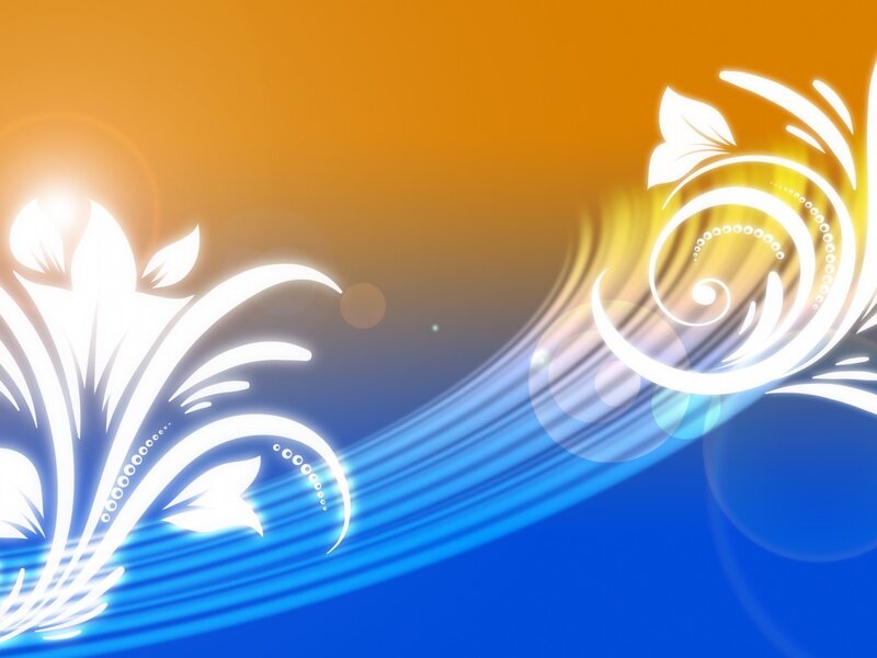 Abstract floral design with blue and orange