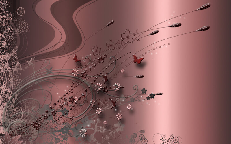 abstract floral design with butterflies