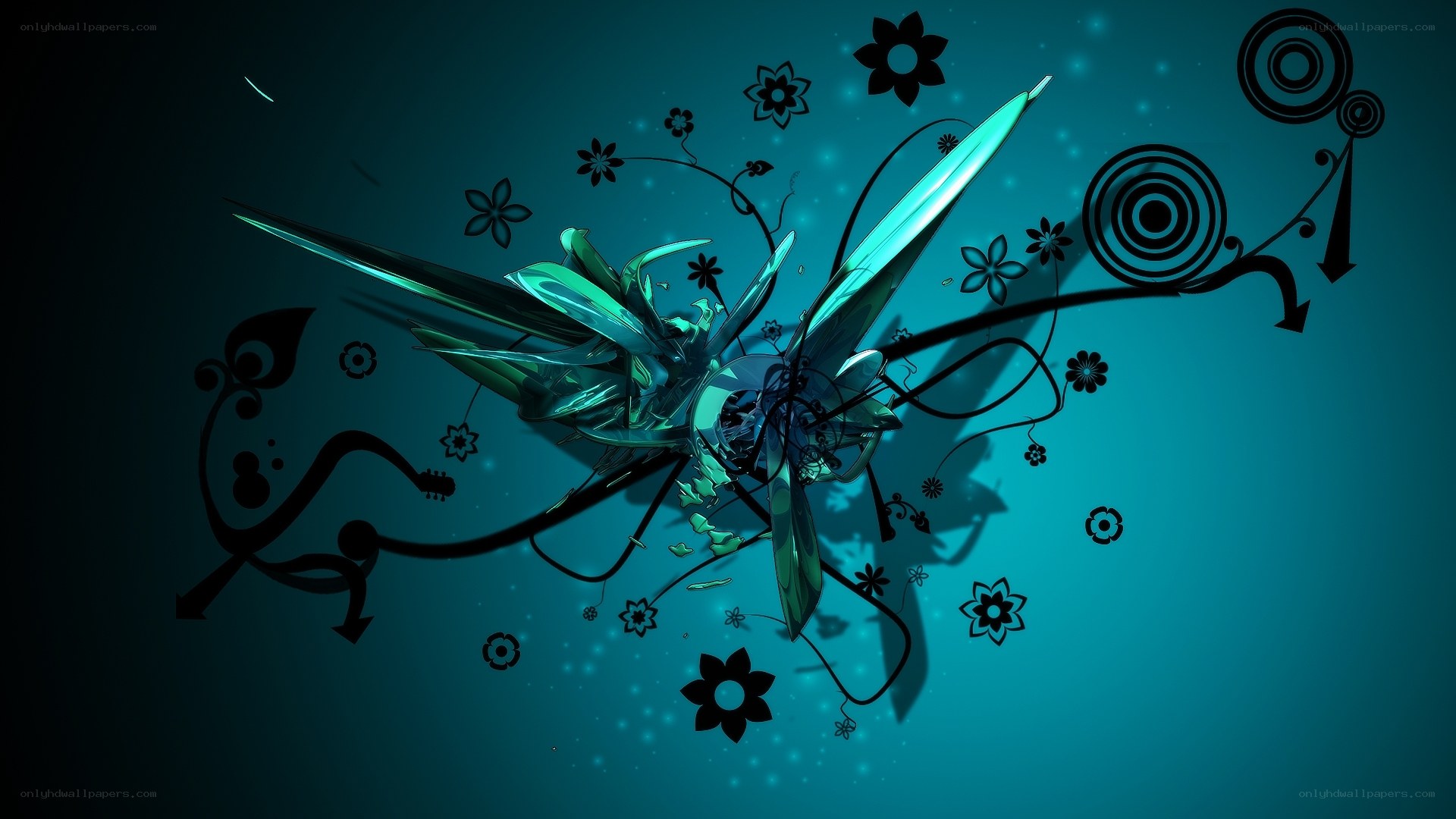 abstract floral design with butterfly
