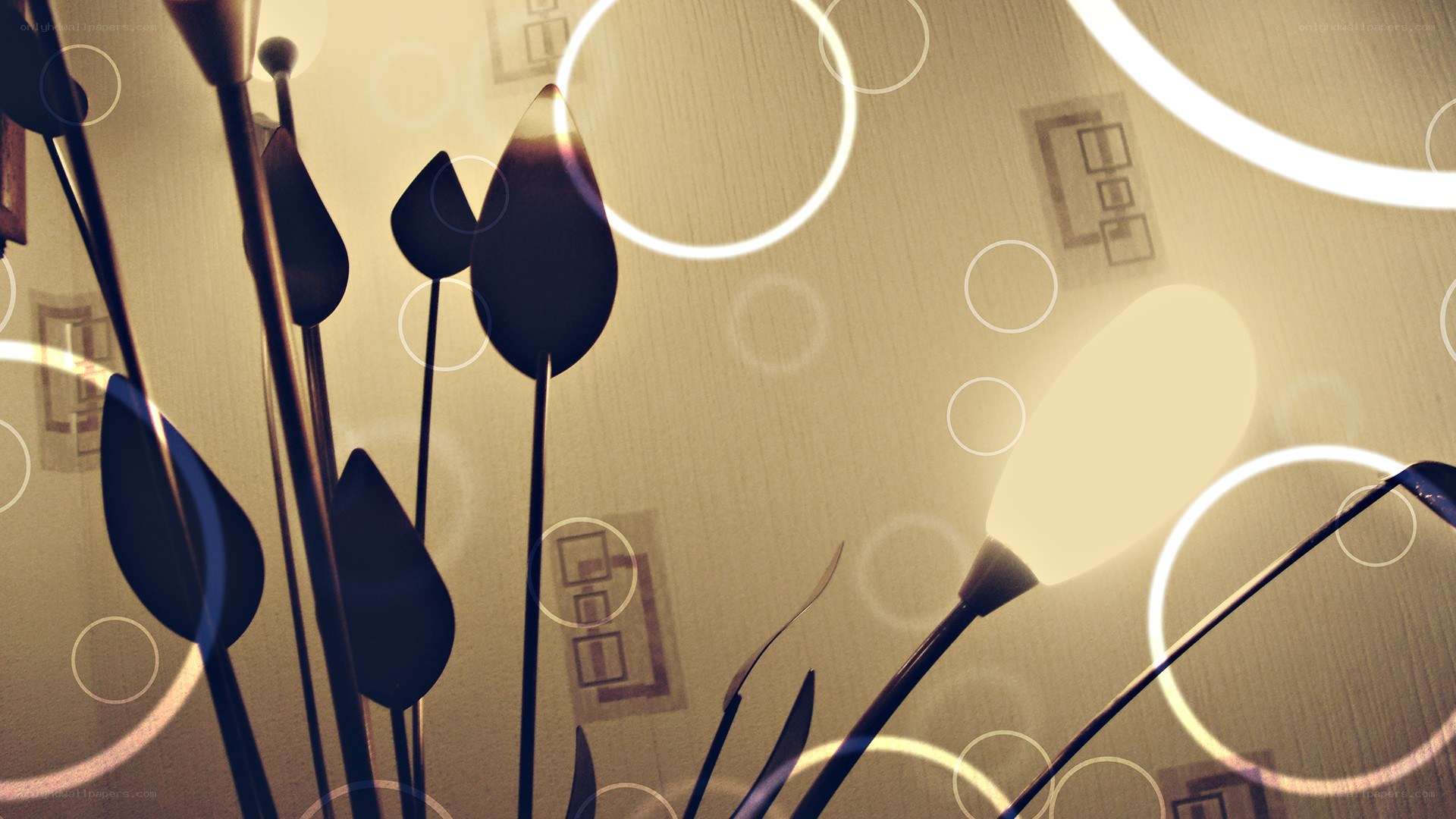 abstract floral design with glowing circles