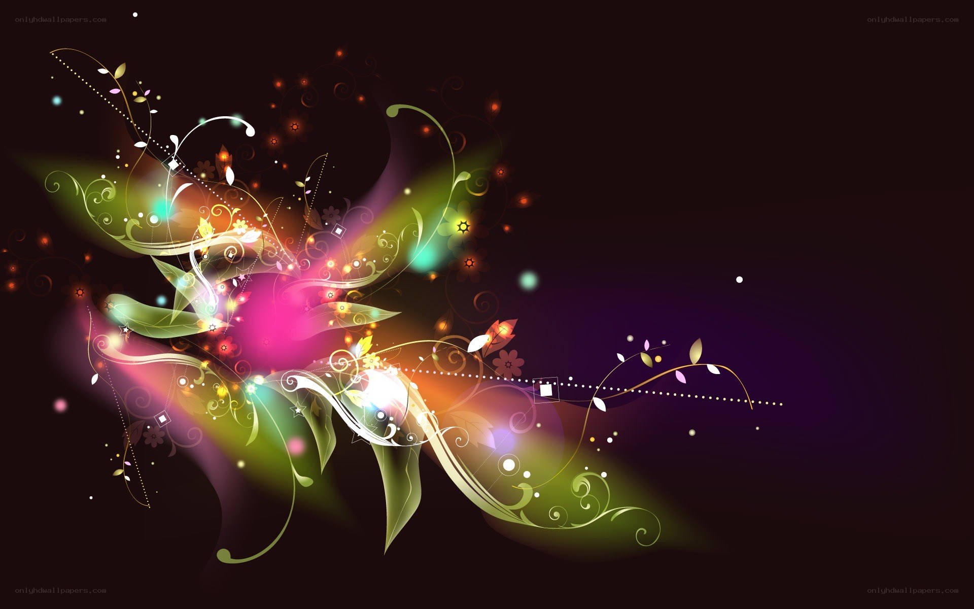 Abstract floral design with glowing lights