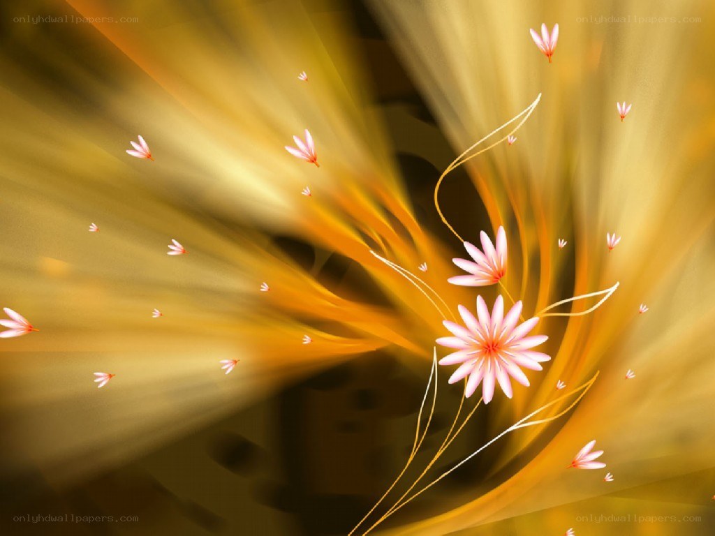 Abstract floral design with golden light