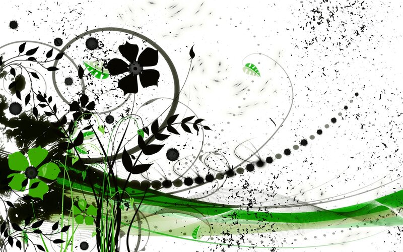 abstract floral design with green accents