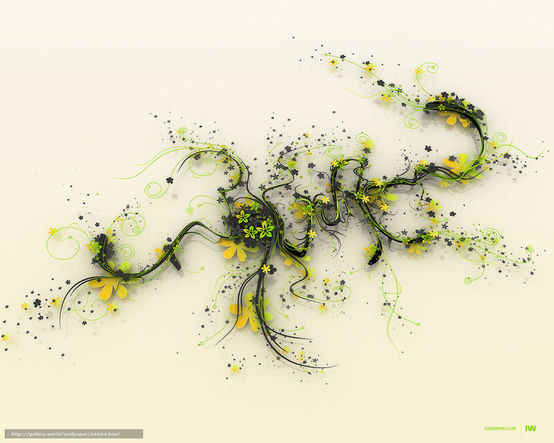 Abstract floral design with green and yellow elements