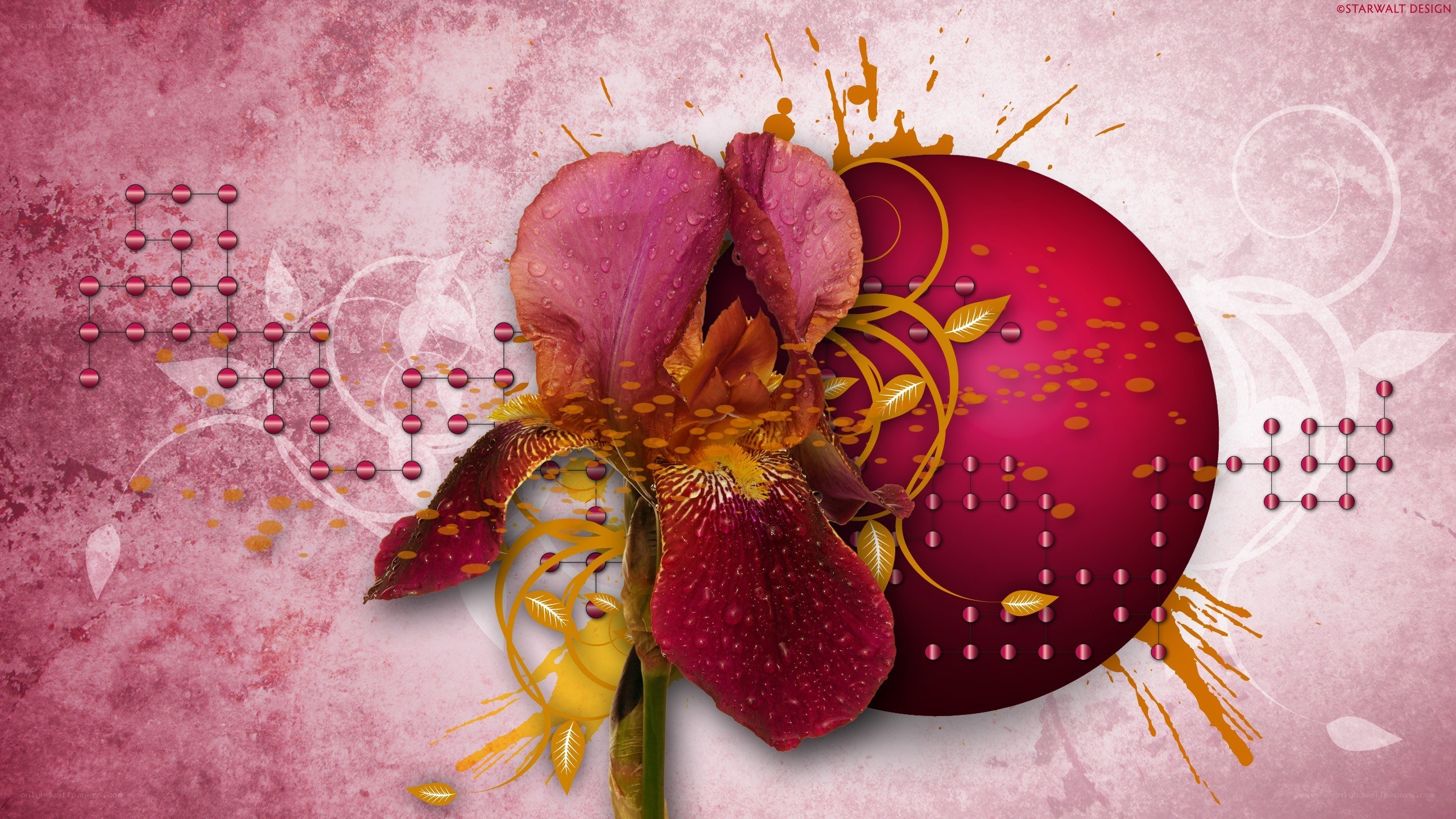 abstract floral design with iris