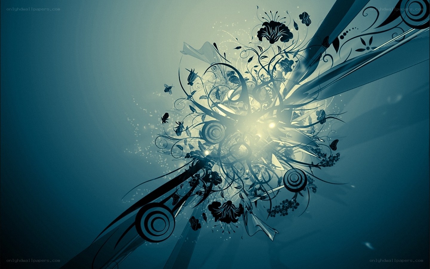abstract floral design with light burst