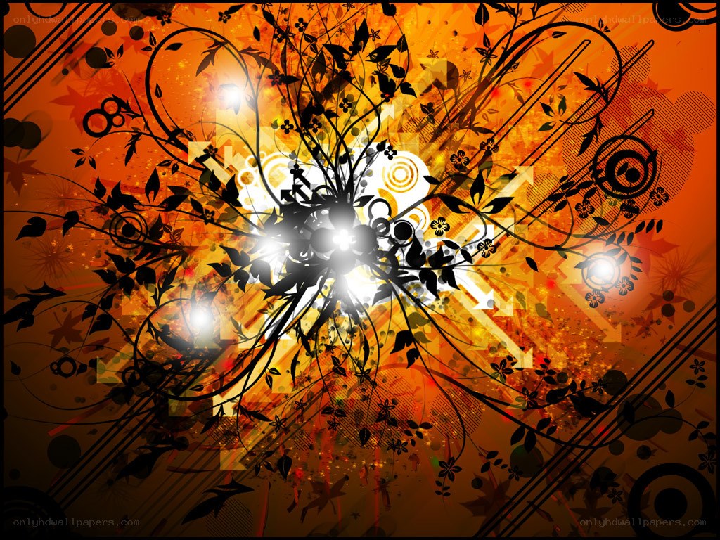 abstract floral design with orange background
