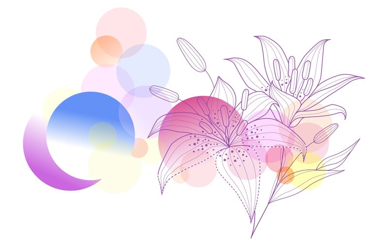 abstract floral design with pastel circles