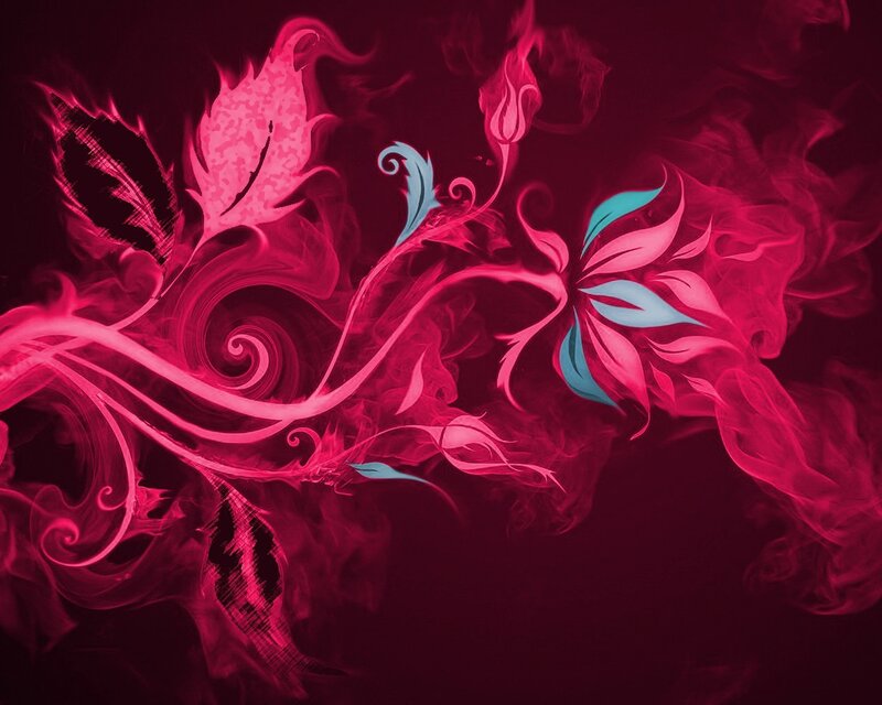 Abstract floral design with pink and blue