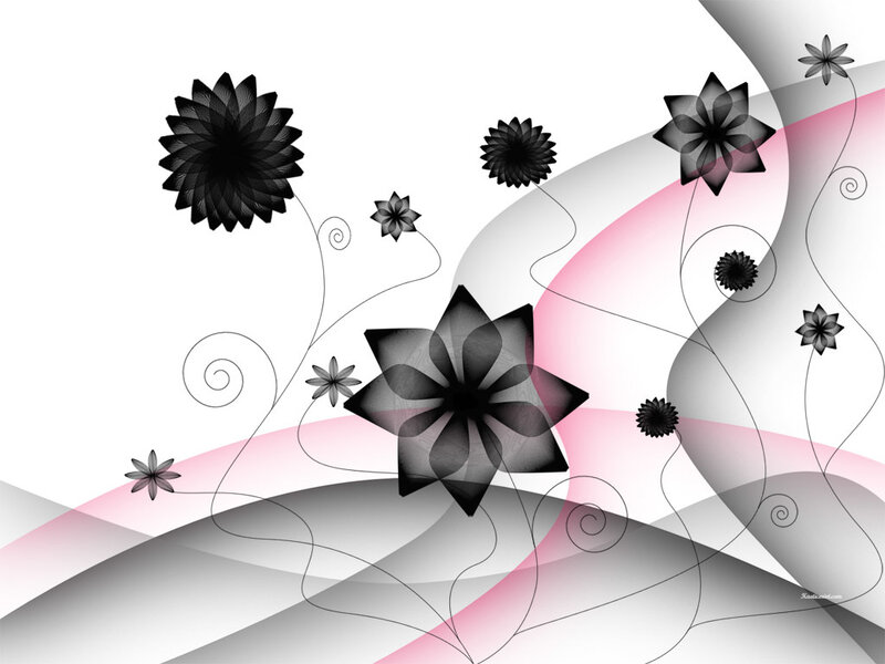 abstract floral design with pink and gray