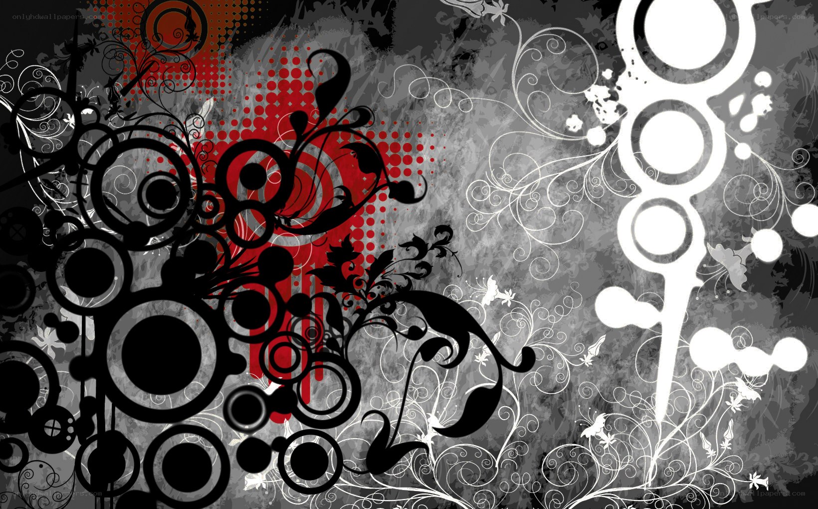 abstract floral design with red accent
