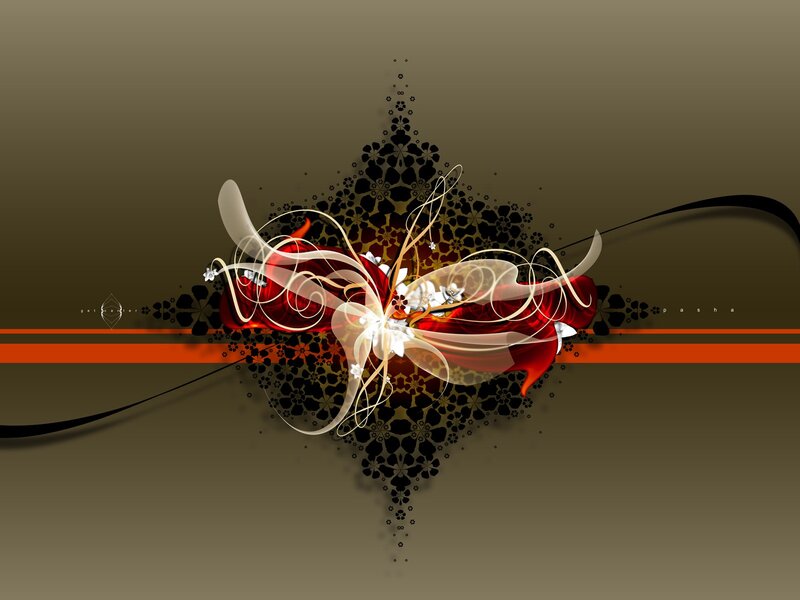 abstract floral design with red and black