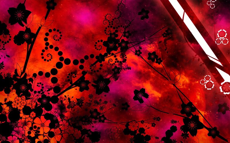 abstract floral design with red and purple hues